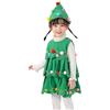 Generico Costumi da Spettacolo Teatrale Bambini Verde Vestito da Albero di Natale Costume Albero di Natale Abito con Cappello per Bambina Ragazze Vestito Natalizio per Carneval Cosplay (Green, 3-4 Years)