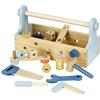 Baroni Toys Kit Attrezzi da Falegname Portatile in Legno Montessori, Cassetta Attrezzi Gioco in Legno per Bambini, Gioco Educativo di Ruolo da Bambino da 3 a 7 anni 18 Pezzi, 32x14x20 cm
