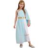 HULIJA Costume della dea Greca per Bambina Vestito di dea Greco Athena Toga con Corona Alloro Dorata Abito Greco Romano Halloween Azzurro 11-12 anni