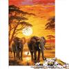 AITEXI Puzzle 1000 Pezzi Elefanti Africa Tramonto Gioco Regalo Puzzle in Cartone per Bambini dai 12 Anni in su Giochi Educativi per Adulti e Bambini 1000 Pezzi（26x38 cm）