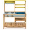 RELAX4LIFE Cucina Giocattolo per Bambini, Cucina da Esterno in Legno con Fornelli e Lavandino, Ripiani Aperti, Cucina Giocattolo Interattiva per Bambini 3+ Anni (Naturale)