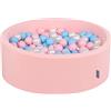 KiddyMoon 90X30cm/300 Palline ∅ 7CM Piscina di Palline Colorate per Bambini Tondo Fabbricato in EU, Rosa: Azzurro/Rosa C/Perla