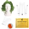 I LOVE FANCY DRESS LTD Set di accessori da lavoratore della fabbrica di cioccolato per adulti, parrucca verde, bretelle bianche, guanti bianchi, biglietto dorato, vernice facciale arancione e bianca, set di accessori per