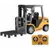 Generic Mini trattore con telecomando 1/64 proporzioni reali, modello di camion sollevatore in lega 2 in 1 trasformabile con forche e gancio, veicolo da ingegneria con luci e suoni, giocattolo da