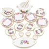Odoria 1/12 Vasellame Miniatura Stoviglie Piatti e Ciotole 18Pz Accessori Casa Bambole, Fiore Porpora