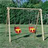 SavinOutdoor Altalena in Legno Standard N.2 sedili a Gabbia per Bambini Piccoli
