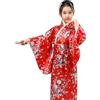 Generic Giapponese Kimono Abito Rosso per Bambina Tradizionale Yukata Kimono Giapponese Geisha Vestito per Bambine Ragazze Floreale Kimono in Raso Costume da Carneval Halloween Festa (1-Red, 2-3 Years)