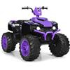 GYMAX Macchina Elettrico 12V, Alimentato a Batteria, per Bambini da 3 a 7 Anni, Avvio Lento, Velocità Variabile, Schermo con Interfaccia USB, Fari a Luci Peso di 35 kg, 105x65,5x73 cm (Viola)