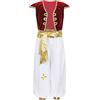 Loodgao Costume Principe Arabo Aladino Bambino 2 Pezzi con Gilet Viola e Pantaloni Harem Vita Alta - Set Sultano per Carnevale Halloween Feste Tema Costume Rosso 14-16 anni