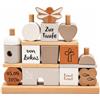 Mainely Personalizzabile Casetta impilabile in legno Nougat- per battesimo- stimola la motricità fine- dai 18 mesi- personalizzata con nome e data del battesimo- Label Label