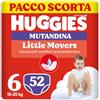 Huggies Little Movers Pannolini Mutandina Taglia 6 (15-25 Kg), Ultra assorbente, Protezione completa, Pacco Scorta, 52 Pz