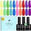 TOMICCA Smalto Semipermanente per Unghie 10 colori, giallo fluorescente blu verde viola rosso Smalto Gel UV per lampada UV LED, 8ML