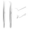 Obeyalash 2 Pezzi Pinzette Extension Ciglia, Diritto e Curvo Tip Pinza di Precisione in Acciaio Pinzetta Professionale per Estensioni Ciglia, Nail Art, Creazione di Gioielli