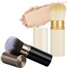 AOOTE Rotondi Pennelli Trucco Retrattili, 2 Pezzi Pennelli da Viaggio Fard, Pennelli Retrattili Portatili per Trucco per Fondotinta, Cipria, Fard, Bronzer, Protezione Solare, Piccolo,Nero e Bianco