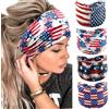 Olbye Fascia per capelli con bandiera americana patriottica degli Stati Uniti, fascia larga annodata per la testa con stelle, per il giorno dell'indipendenza, accessori per capelli da donna, 4 pezzi