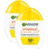 Garnier Vitamina C Wonder Tint Fluido Colorato 3in1 SPF 50+ Colorazione Light Uniforma Protegge la Pelle Anti Macchie con Glicerina Niacinamide Vitamina C e Pigmenti Naturali- 2 Flaconi da 40ml