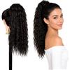 Ser Mulher Coda Capelli Extension Ricci con Laccio in Termofibra di Qualità, 100% Naturale, 50 cm - Coda di Cavallo Riccia per Styling Lunghi, Morbida e Resistente al Calore, CRISTEL (Natural Black)