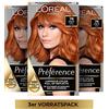 L'Oreal Paris L'Oréal Paris Preference - Set di 3 colorazioni permanenti per capelli con colorazione e balsamo nutriente 7,4 biondo ramato