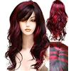 Hperu Parrucche di Halloween per donne parrucca riccia corta con scoppi sintetici capelli lunghi lunghi ondulati neri e rossi costume costume costume di costume di Halloween parrucche per donne, parrucca