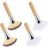 Generic Set di 4 pennelli a ventaglio con setole morbide, manico in legno, applicatore per fard, evidenziatore, contouring, strumento cosmetico leggero per donne e ragazze