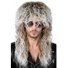 CGVG Parrucca da uomo Vokuhlia Mullet da uomo, parrucca lunga e riccia, parrucca da discoteca, parrucca da discoteca, colore bianco, mix marrone, per feste a tema Halloween