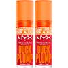 NYX Professional Makeup Duck Plump Gloss Lucidalabbra Tonalità 19 Cherry Spice Rimpolpante Finish Lucido Luminoso per Labbra Grandi e Carnose con Zenzero e Peperoncino - 2 Lipgloss da 7ml