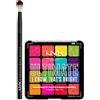 NYX Professional Makeup Palette Ombretti 16 Colori Altamente Pigmentati Ultimate Shadow 04 I Know That'S Bright + Pennello Occhi per Sfumature Pro Brush Blending - Set da 2