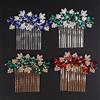Missgrace Pettinino per capelli da donna, con strass dorati e rossi e fiori, foglie, per occasioni speciali, accessori per capelli da donna (oro rosso)