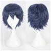 PEKNUX Parrucca Cos Capelli Corti 30 Cm Parrucca Cosplay Colore Indaco