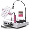 K2 Store - Fresa da Unghie 4 in 1 Con Aspiratore 60w e filtro lavabile con Fresa Unghie Elettrico 30000 giri e Lampada Led 5w Bianco Freddo + 50 Lime Lime A Mezza Luna Bilaterale Grana 100/180