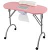 YEITBY - Tavolo da manicure pieghevole portatile con ruote universali, adatto per casa, salone di bellezza, ufficio, colore rosa, con aspirazione e accessori per la pulizia delle unghie