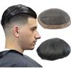 N.L.W. Parrucca Uomo PU e Pizzo Toupee Europeo Pezzi Per I Pacini Umani, protesi capelli uomo Piaccelli 9×6 Pollici Skin Sottile 0.06 cm Spessore Uomini Parrucca in Nero Naturale