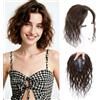EREE HAIR Topper per capelli veri ricci da 12 con parte libera per donna, base in pizzo svizzero da 2,7x3,9, copertura 3D a 360°, clip in cima per capelli diradati, aggiungi volume marrone castagna