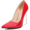 HIKKWXVN Scarpe da Donna con Tacco a Punta da 4,3 Décolleté con Tacco a Spillo Scarpe Eleganti Slip-on con Tacco Alto, Tacchi Alti di Grandi Dimensioni Tacchi Sexy in Metallo da Discoteca,Rosso,41 EU