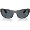 Ray-Ban Occhiali da sole quadrati Mega Balorama Rb2289, A righe Grigio/Blu, 63 mm