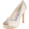 DANOBAB Sandali con Tacco Alto da Donna Sandali con Tacco a Spillo Scarpe da Sera Punta spuntata Slip on Décolleté in Raso Scarpe da Sposa da Sposa con Punta Tonda da Sera,Champagne,37