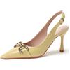 Generic Decolleté Donna Vernice Slingback, Tacco A Spillo 7cm con Fibbia Metallizzata - per Ufficio & Matrimonio,Nero,34 EU