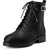 NobleOnly Donna Basso Chunky Blocco Tacco Heel Rotonda Punta Lacci Cerniera Stivaletti Ufficio Classico Scarpe Blu Navy 41 EU