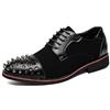 Ninepointninetynine Scarpe Abito Oxford da Uomo Stringate Punta Tonda Pelle Sintetica Patchwork Borchie Decorazione Scarpe Derby Scarpe Basse Antiscivolo Tacco Largo Antiscivolo Matrimonio(41 EU)