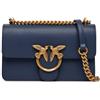 Pinko Love Mini Borsa a Tracolla, Blu Indaco, 21x13x7 cm, 3 Scomparti, Fibbia con Rondini in Metallo