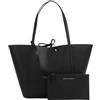 Armani Exchange Donna Essential, Angie, logo italic, borsa per la spesa interna Pochette, nero/nero, nero, taglia unica