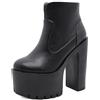 FQMAYPO Stivali con Plateau da Donna Anfibi Stivaletto da Donna Tacco Largo Stivaletto Punta Tonda Tacco Alto Zip Biker Punk Moda Stivali Gotici,Nero,41 EU
