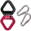 JIAMEIYI Dispositivo di Rotazione Lega di Alluminio di Sicurezza Esterna all'aria Aperta Rotazione a 360 ° Rotante Swing Spinner Rope Girevole 30KN Rotore di arrampicata con 2 Moschettoni(Nero-Rosso)