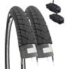 ECOVELO 2 COPERTONI 26 X 1 3/8 (37-590) + CAMERE D'ARIA CON VALVOLA SCHRADER PNEUMATICI NERI X CITY BIKE STRADALE ADULTO VINTAGE