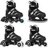 RAVEN 4in1 Inline Skates Pattini in linea Triskates Pattini a rotelle/da ghiaccio per bambini e adulti regolabili (Helixi Black/Grey, 30-33 (18cm-20cm))