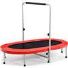 COSTWAY Tappetino Elastico da Interno ed Esterno, Trampolino Elastico Pieghevole per Adulti e Bambini con Maniglia Regolabile, Molle e Cuscinetto di Sicurezza, Trampolino Ovale per 2 Persone (Rosso)