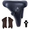 Warcraft Exports WW2 P08 Luger Holster con impugnature in legno e riproduzione dello strumento di rimozione (COMBO) (BLACK)