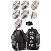 Ram Rugby Set di palline da allenamento, misura 5/4/3, con grip 3D e cucito a mano, include supporto per palla e borsa per il trasporto (Allen Size 5)