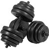 GYRONETICS® Set di Manubri - 30 kg, Coppia, 16 Dischi in Plastica, 25 mm, 4 Chiusure a Stella, Antiscivolo, Impugnatura Zigrinata - Dumbbells, Sollevamento Pesi, Palestra, Allenamento, Fitness, Casa