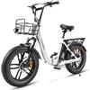 SAMEBIKE Bicicletta Elettrica Adulto, 20'' ×4.0'' Fat Tire Bici Elettrica per Donna, 250W Batteria Rimovibile 36V 13Ah Autonomia (bianco)